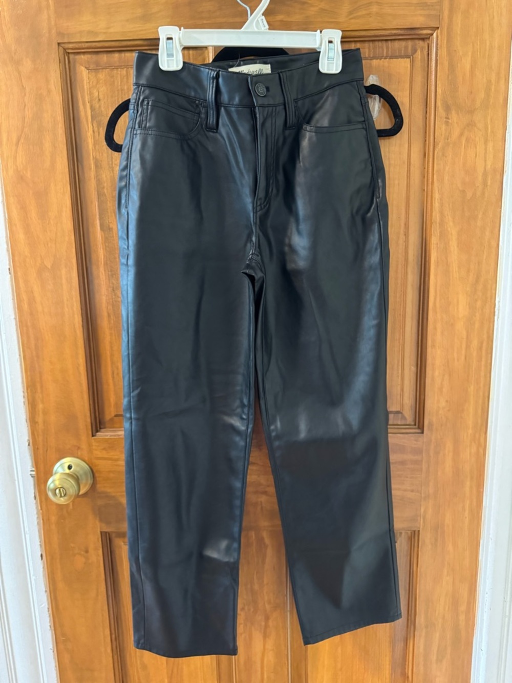 Madewell Black Faux Leather The Perfect Vintage Straight Jean